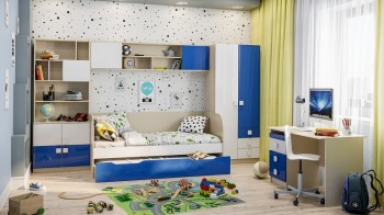 Детская комната Скай Люкс (Синий/Белый/корпус Клен) в Норильске - norilsk.mebel54.com | фото