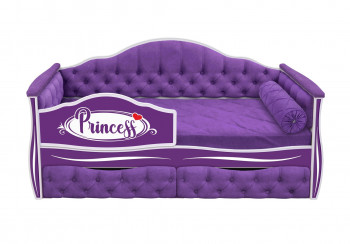Кровать 160 серии Иллюзия 2 ящика 32 Фиолетовый (мягкие боковые накладки/подушка валик) в Норильске - norilsk.mebel54.com | фото