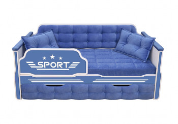 Кровать 180 серии Спорт 1 ящик 85 Синий (подушки) в Норильске - norilsk.mebel54.com | фото