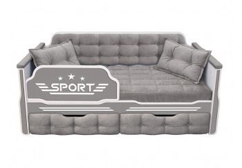 Кровать 190 серии Спорт 2 ящика 45 Серый (подушки) в Норильске - norilsk.mebel54.com | фото