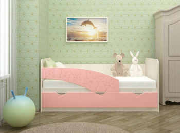 Кровать Бабочки 1,6м (Розовый металлик) в Норильске - norilsk.mebel54.com | фото