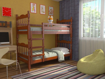 Кровать двухъярусная Соня из массива сосны 800*1890 Орех в Норильске - norilsk.mebel54.com | фото