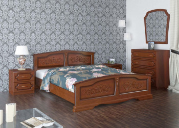 Кровать Елена из массива сосны 800*2000 Орех в Норильске - norilsk.mebel54.com | фото