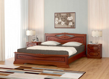 Кровать Карина-7 из массива сосны 1400*2000 Орех в Норильске - norilsk.mebel54.com | фото