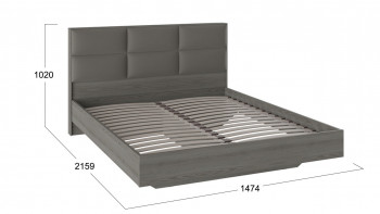 Кровать «Либерти» с мягким изголовьем и подъемным механизмом Хадсон/Ткань Грей/1400 в Норильске - norilsk.mebel54.com | фото