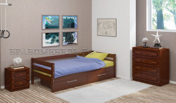 Кровать одинарная ГЛОРИЯ из массива сосны  900*2000 (Орех) в Норильске - norilsk.mebel54.com | фото