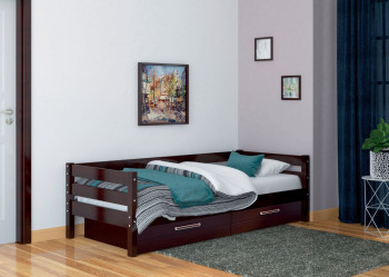 Кровать одинарная ГЛОРИЯ из массива сосны  900*2000 (Орех Тёмный) в Норильске - norilsk.mebel54.com | фото