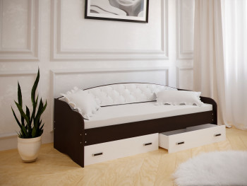 Кровать Софа-7 с мягкой спинкой (800х1900) Венге/ Белый в Норильске - norilsk.mebel54.com | фото