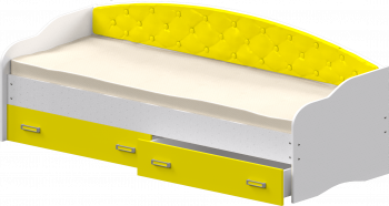 Кровать Софа-7 с мягкой спинкой (800х2000) Белый/Желтый в Норильске - norilsk.mebel54.com | фото