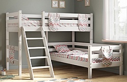 Кровать Соня вариант 8 угловая с наклонной лестницей Белый полупрозрачный в Норильске - norilsk.mebel54.com | фото