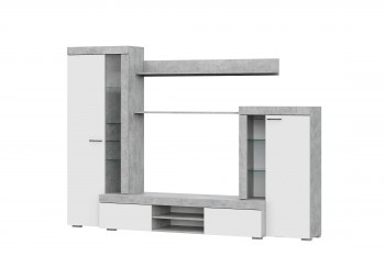 Мебель для гостиной МГС 5 Цемент светлый / Белый в Норильске - norilsk.mebel54.com | фото