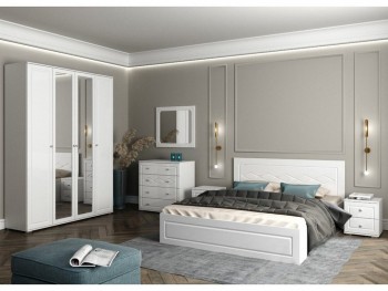 Модульная спальня Барселона (Белый/Белый глянец) в Норильске - norilsk.mebel54.com | фото