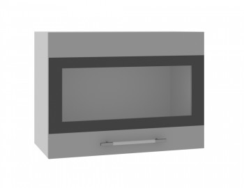Норд ШВГС 600 Шкаф верхний горизонтальный со стеклом (Софт черный/корпус Белый) в Норильске - norilsk.mebel54.com | фото
