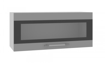 Норд ШВГС 800 Шкаф верхний горизонтальный со стеклом (Софт черный/корпус Белый) в Норильске - norilsk.mebel54.com | фото