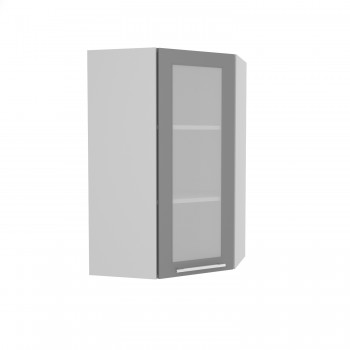 Норд ШВУС 600Н Шкаф верхний угловой (премьер) высокий (Софт черный/корпус Белый) в Норильске - norilsk.mebel54.com | фото