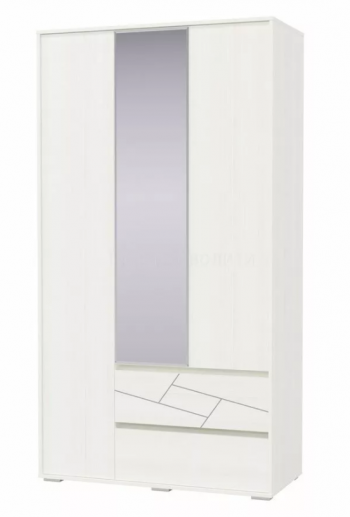 Шкаф 3-х дверный с ящиками Аделина 1200 Рамух белый в Норильске - norilsk.mebel54.com | фото