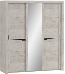 Шкаф трехдверный Соренто с раздвижными дверями Дуб бонифаций/Кофе структурный матовый в Норильске - norilsk.mebel54.com | фото