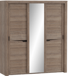 Шкаф трехдверный Соренто с раздвижными дверями Дуб стирлинг/Кофе структурный матовый в Норильске - norilsk.mebel54.com | фото